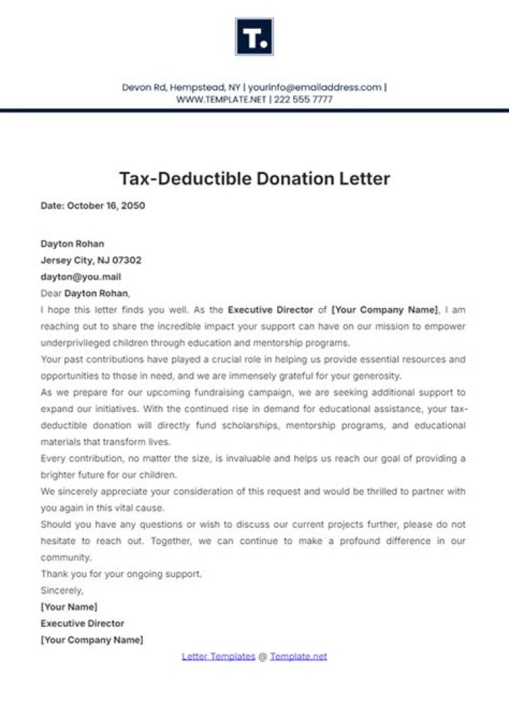 Are large donations tax deductible?