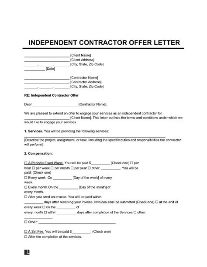 Do independent contractors get offer letters?