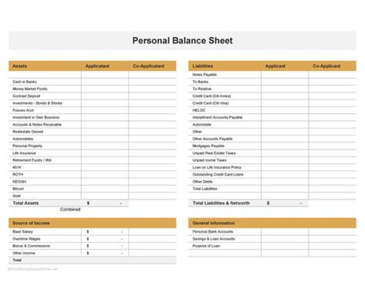 How do I create a personal balance sheet in Excel?