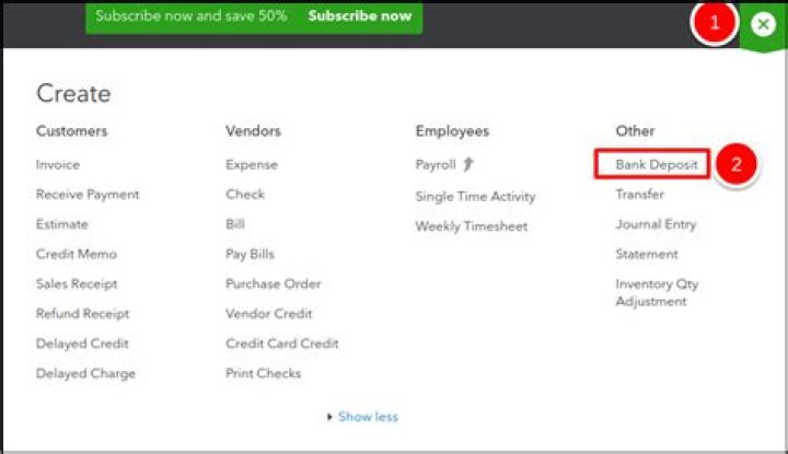 How do I enter a deposit in QuickBooks online?