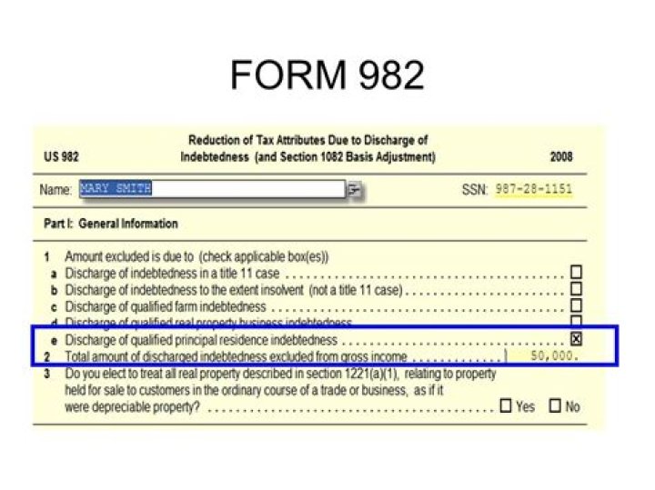 How do I file Form 982 insolvency?