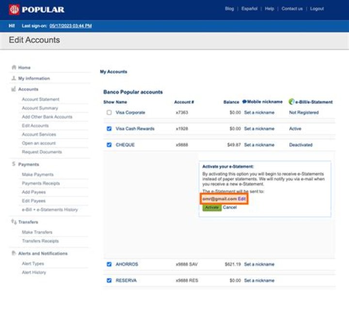 How do I get the Banco Popular statement?