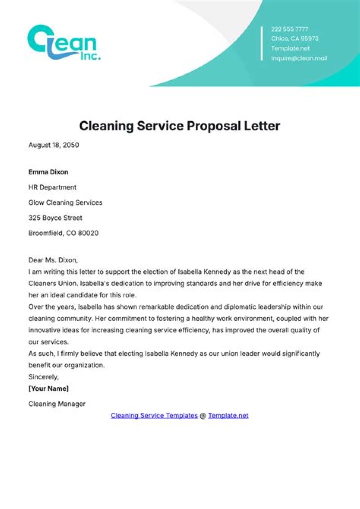 How do I write a business proposal for a cleaning service?
