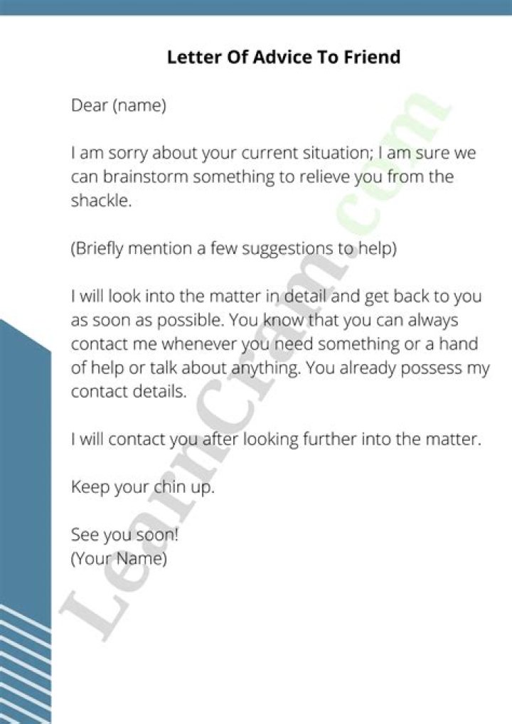 How do I write a letter to a friend giving advice?