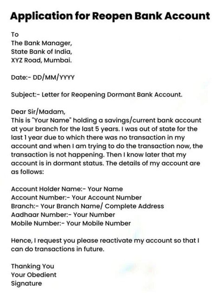 How do I write a letter to reopen my bank account?