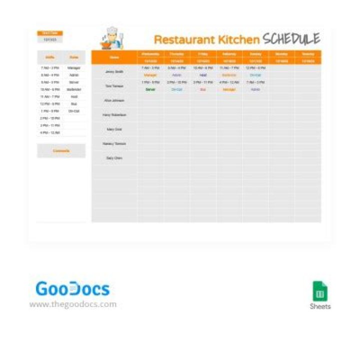 How do you make a restaurant schedule?