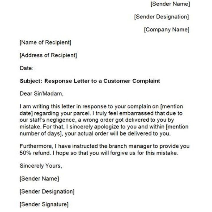 How do you respond to a complaint letter?