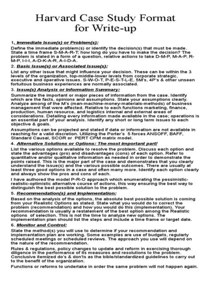 How do you solve a case study Harvard?