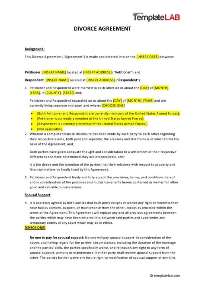 How do you write a divorce agreement?