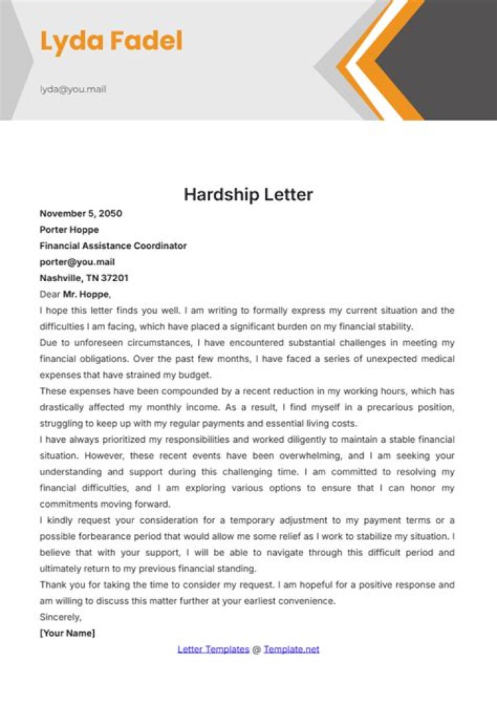 How do you write a proof of hardship letter?