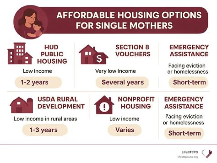 How does subsidized housing assistance work for single mothers?
