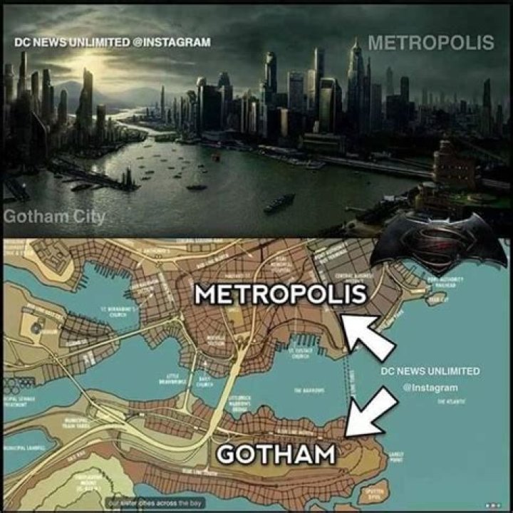 How far apart are Gotham and Metropolis?