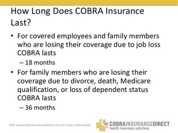 How long does COBRA last after divorce?
