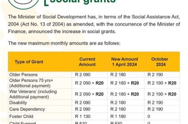How much is the pension grant in South Africa?