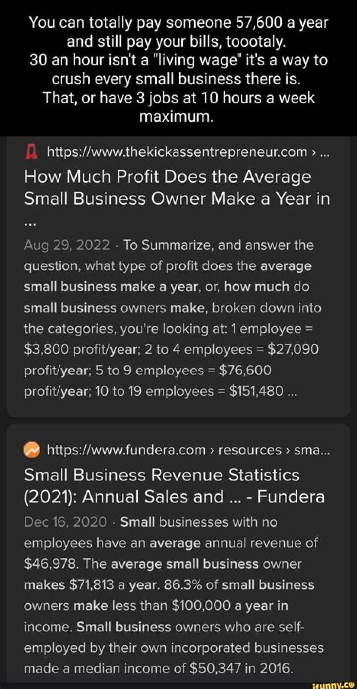 How much profit does the average small business owner make?