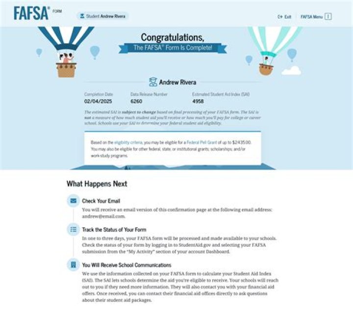 How will I know if my FAFSA was approved?