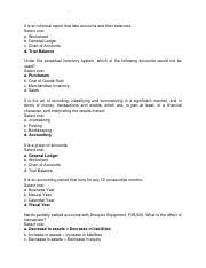 Is an informal report that lists accounts and their balances?