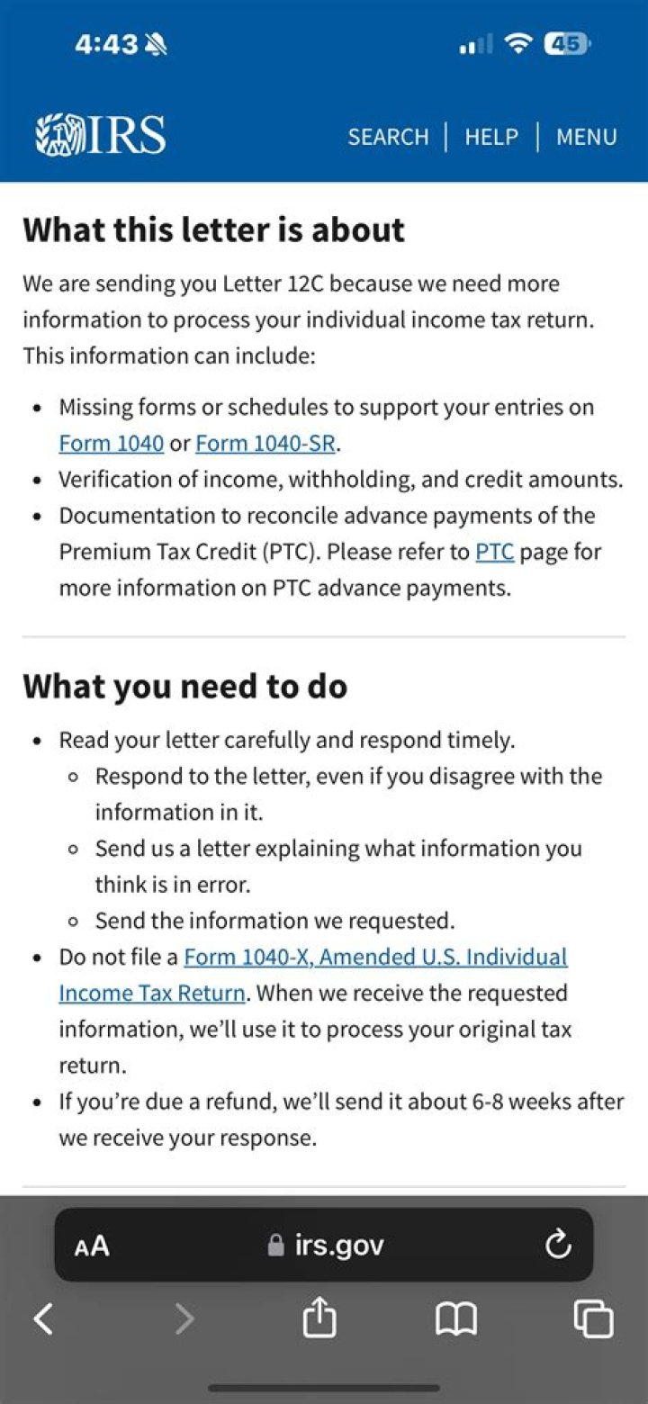 Is IRS letter 12C an audit?