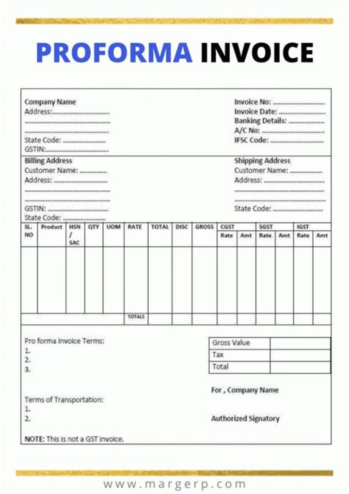 Should proforma invoice be signed?