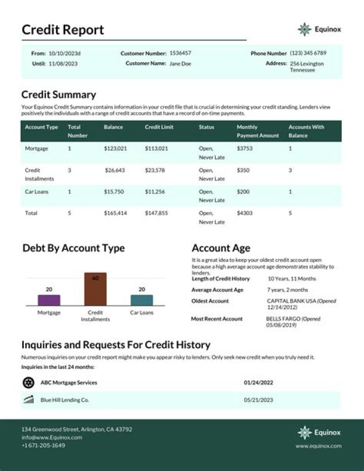 What are 5 things on a credit report?