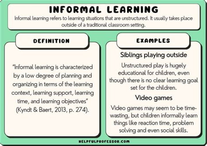 What are examples of informal learning experiences?