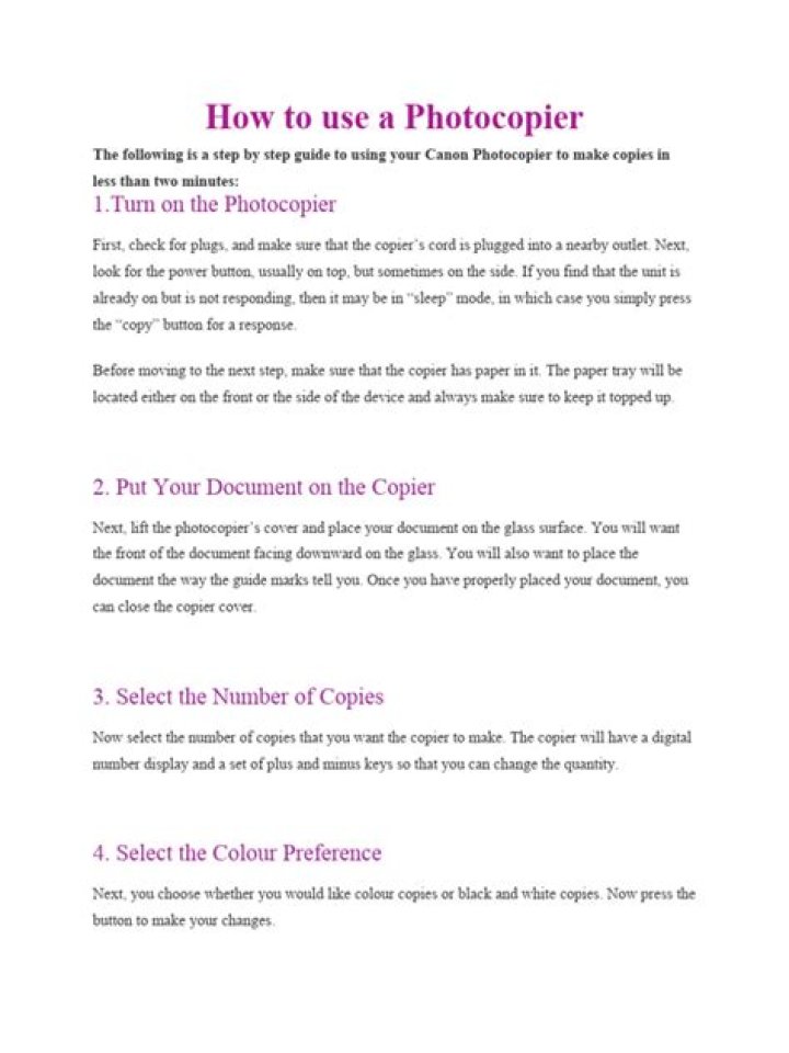 What are the steps to photocopier?