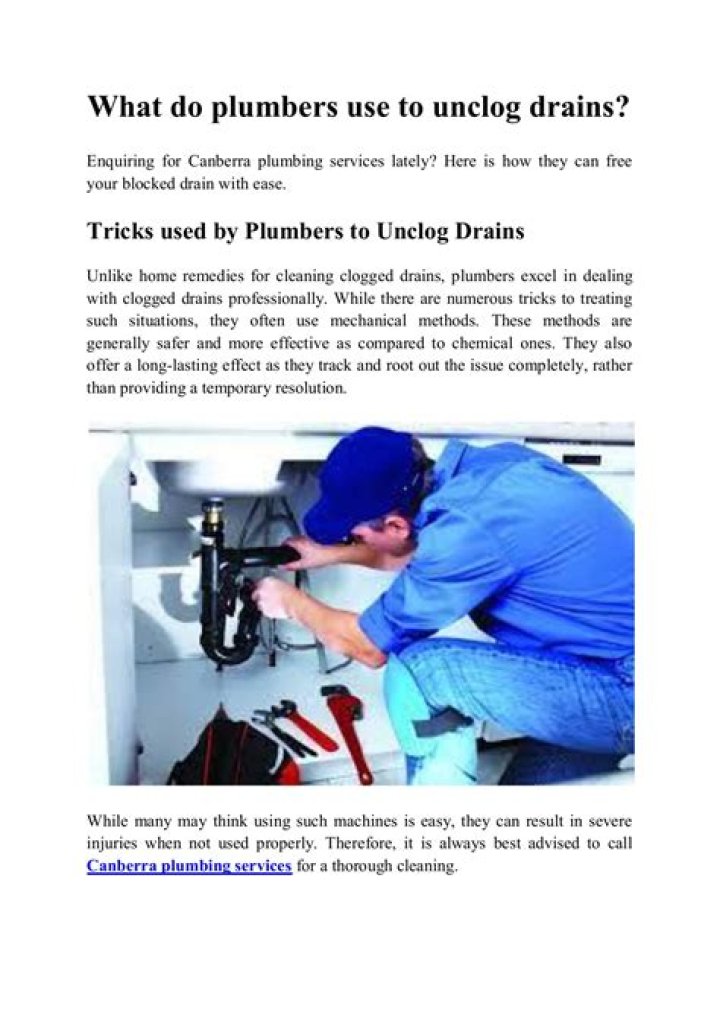 What chemical do plumbers use to unclog drains?