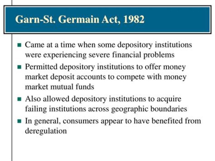 What did the Garn-St Germain Depository Act of 1982 do?