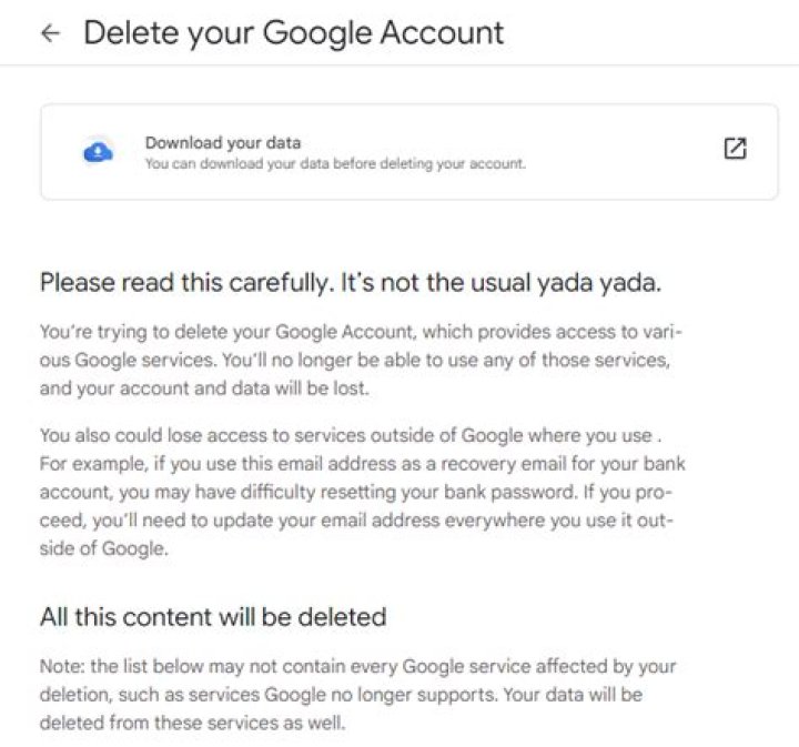 What gets deleted when you delete your Google Account?