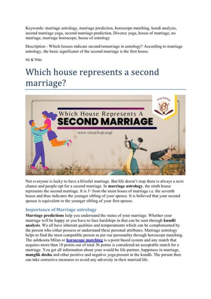What house represents second marriage?