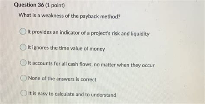 What is a weakness of the payback method?