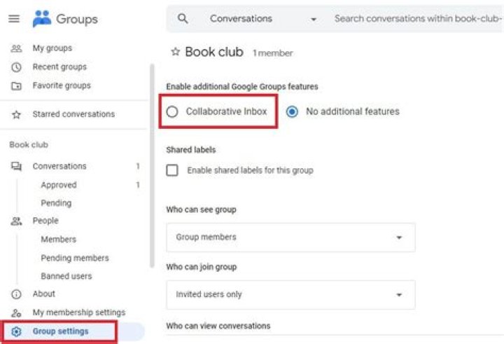 What is collaborative inbox in Google Groups?