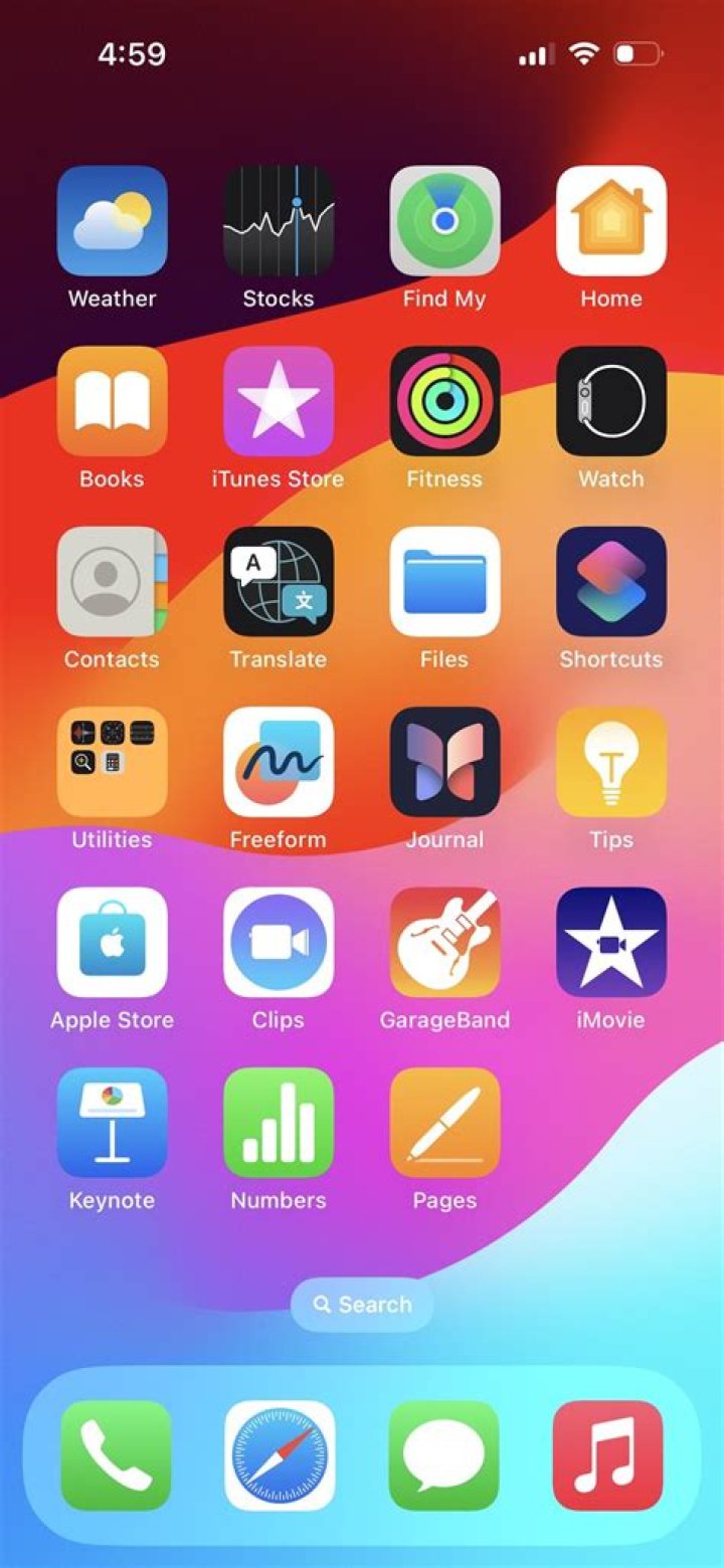 What is the default iPhone Home Screen?