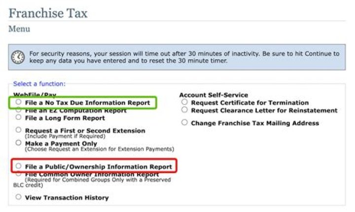 What is the no tax due threshold for Texas franchise tax?