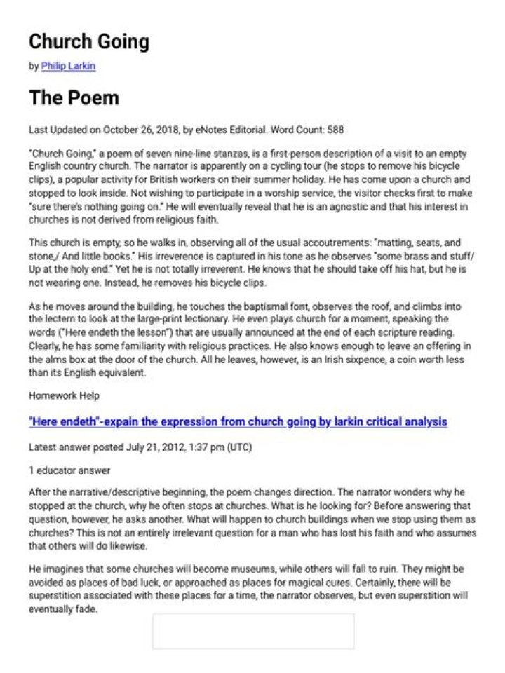 What is the poem Church Going about?