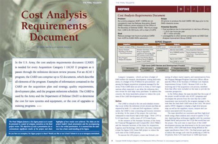 What is the purpose of the Cost Analysis Requirements Description?