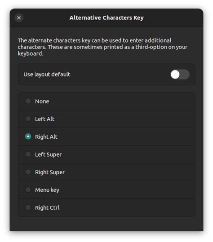 What is the use of right Alt key?