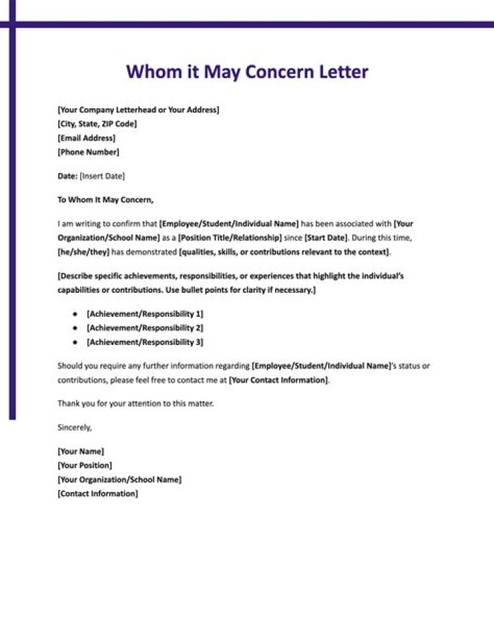 What part of a business letter is to whom it may concern?