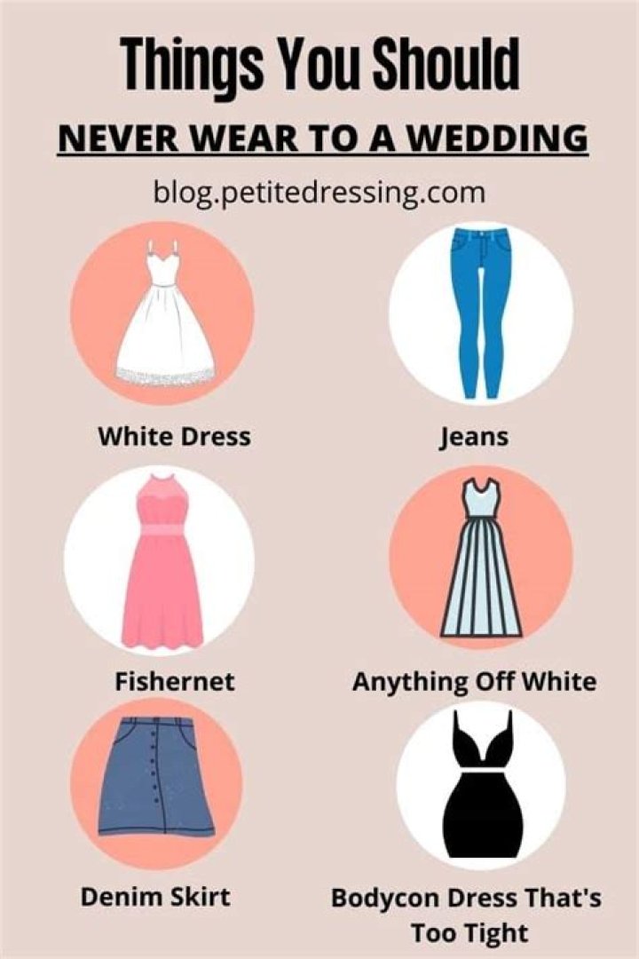 What shouldn't you wear to a wedding?