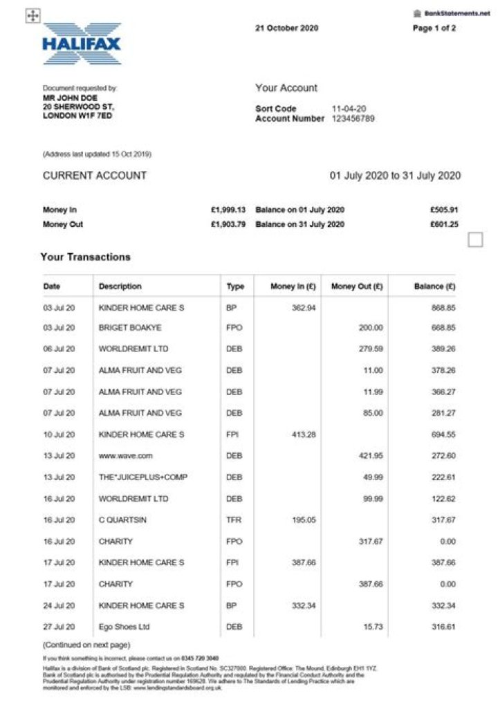 What time does money clear in Halifax?