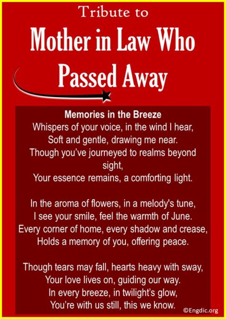 What to say to a mother in law who has died?