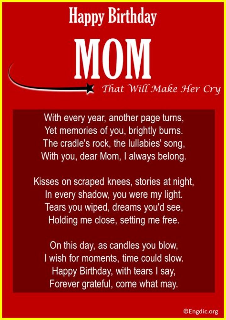 What to say to your mom to make her cry?