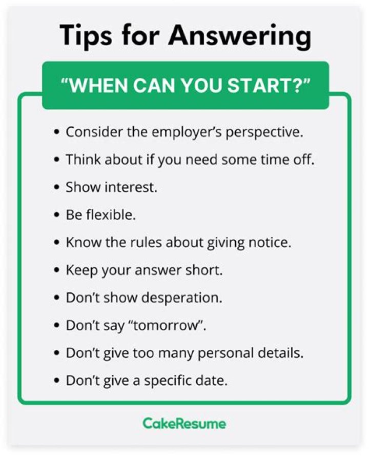 What to say when they ask when you can start working?