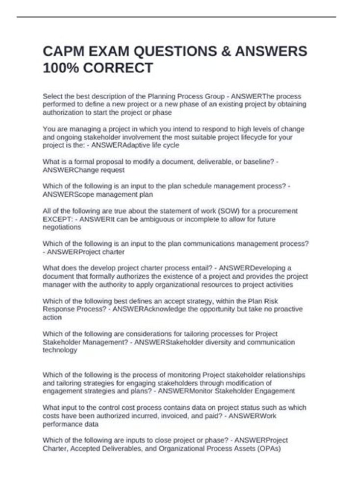 What type of questions are on the CAPM?