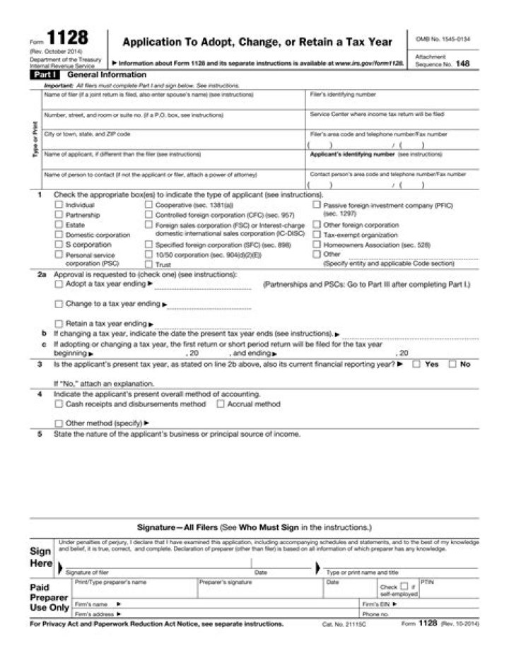 When Must form 1128 be filed?