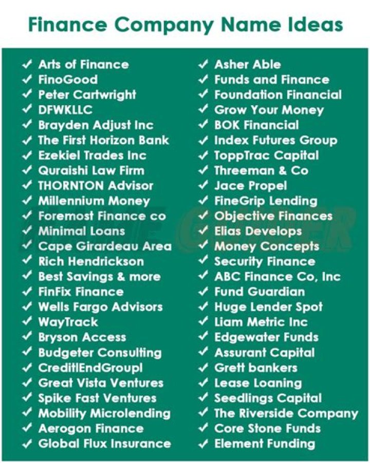 Which name is best for finance company?